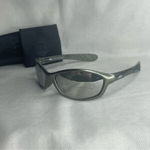 cici Hand Polished Activewear Wrap Sunglasses Silver Blue Mirror C8176 64-17 127
